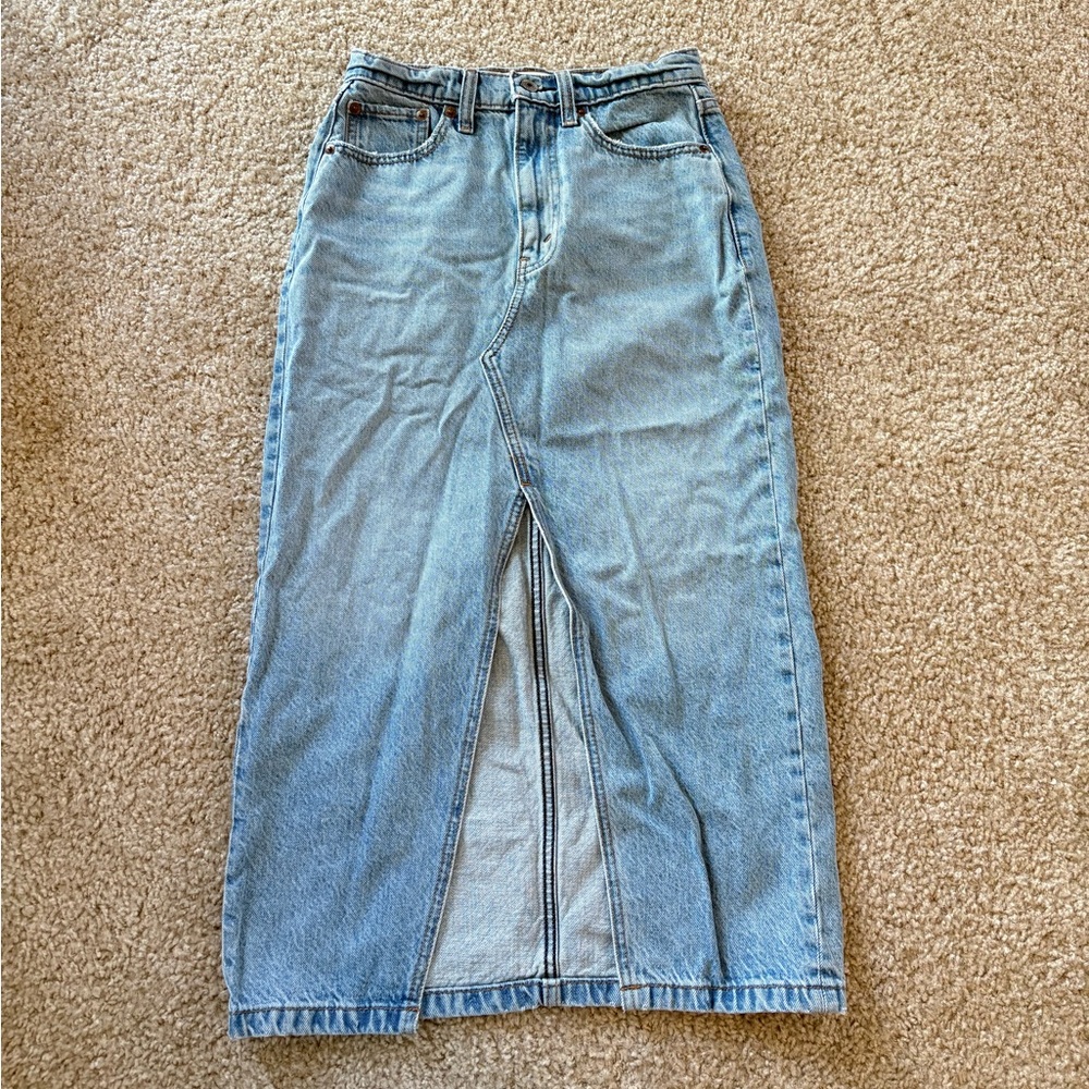 Abercrombie & Fitch Denim Skirt Midi High-Rise